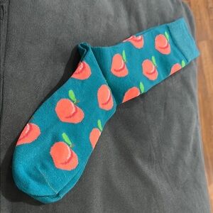 Peach and Blue Casual Socks with Fun Peach Pattern